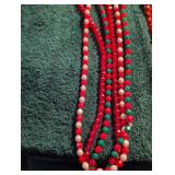Handmade Christmas Beaded Necklaces - Red, White and Green