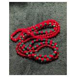 Handmade Red and Green Crystal Bead Necklaces