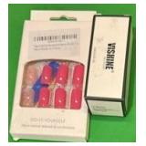 Vishine Gelpolish Professional UV LED Soak Off Varnish Polish Pure White and Press on Nails Short Square Nails Glossy Glue on Nails Pink Full Cover Press ons with White Flower Glitter Designs Acrylic 