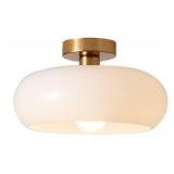 FACTORY SEALED - ONESMING 11.81  Mid Century Modern Ceiling Light - MCM Milk Glass Flush Mount with 11