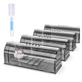 FACTORY SEALED - 4 Pcs Humane Mouse Traps No Kill, Live Mouse Traps Indoor for Home, Reusable Mice Small Rat Trap Catcher for House & Outdoors(Grey)