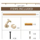 Cherry Wood Grain Modern Aluminum Handrail 14 ft. Wall Mounted Zink-Alloy Brackets Indoor Outdoor Rust Free