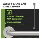 APPEARS NEW - Glacier Bay 42 inch Bathroom Grab Bar with 1-1/4 Inch Diameter and Concealed Screws ADA Compliant, Stainless Steel