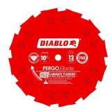 Diablo PergoBlade Saw Blade for Laminate and Wood Flooring - 10 Diameter, 12-Teeth, 5/8" Arbor, .087" Kerf, 10" Hook Angle, .063" Plate, 6000 Max RPM - D1012LF