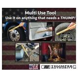 APPEARS NEW - Thumper Authority 18 Hickory Tire Thumper - Made in USA, Durable Truck Tire Pressure Checker, Fish Bat Knocker, Roadside Tool with Yellow Non-Slip Grip Handle.