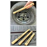 APPEARS NEW - Thumper Authority 18 Hickory Tire Thumper - Made in USA, Durable Truck Tire Pressure Checker, Fish Bat Knocker, Roadside Tool with Yellow Non-Slip Grip Handle.