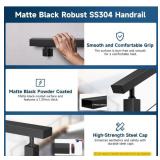 Gyykzz 8FT Stainless Steel 304 Handrail Black 2Pack, Rectangular Handrail Flat Top Rail for Indoor Outdoor Deck Stair Cable Railing System DIY Balustrade (Only Handrail x 2 included)