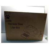 FACTORY SEALED - Enclosed Stainless Steel Cat Litter Box with High Sides for Large Cats, Large Litter Box with Lid, Anti Leak, Anti Odor, Non Stick, Easy Clean