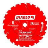 Diablo Framing Saw Blade for Wood - 7-1/4 Diameter, 24 ATB Teeth, 5/8" Arbor, .059" Kerf, 15ï¿½ Hook Angle, .040" Plate, 8000 Max RPM, 4-Pack - D0724X3