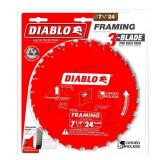 Diablo Framing Saw Blade for Wood - 7-1/4 Diameter, 24 ATB Teeth, 5/8" Arbor, .059" Kerf, 15ï¿½ Hook Angle, .040" Plate, 8000 Max RPM, 4-Pack - D0724X3