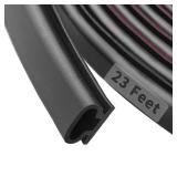 12-Feet Weather Stripping Door Seal Strip, Self-Adhesive Backing D-Shape Door Weatherstripping for Door Frame Insulation Large Gap, Easy Cut to Size(Black)