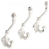 APPEARS NEW - The Metal Magician Wall Mounted Antique Cast Iron Vintage Style Wall Hooks for Coats, Bags, Towels, Hats - (Set of 4) Distressed White