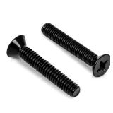 OUSCHR #8-32 x 1-1/4 Black Countersunk Flat Head Machine Screws, Electrical Outlet Screws, Full Thread, 304 Stainless Steel, Black Finish, 50 PCS