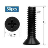 OUSCHR #8-32 x 1-1/4 Black Countersunk Flat Head Machine Screws, Electrical Outlet Screws, Full Thread, 304 Stainless Steel, Black Finish, 50 PCS