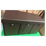 30 Inches Storage Ottoman Bench, Faux Leather Ottoman with 3 Storage Bins inside, Foot Rest Stool, for Living Room, Brown - Retail: $79