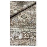 Washable 9x12 Area Rugs for Living Room, Boho Non-Slip Vintage Distress Lager Rugs for Bedroom Dining Room Nursery Office, 0.3\" Neutral Oriental Throw Thin Carpet, Brown/White/Multi
