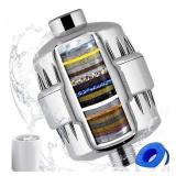 New Aquatrend 25-Stage Shower Head Filter for Hard Water, High Pressure Shower Filter for Removing Chlorine and Fluoride, Vitamin C Improves the Condition of Skin Hair Nails, Chrome