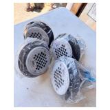 New Oaty 2" or 3" PVC Shower Drain with Round Screw-In Stainless Steel Strainer, Tile Ring & Test Plug (4-Pack)