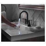 New allen + roth Brookes 4-in centerset 2-handle WaterSense High-Arc Residential Handle Bathroom Sink Faucet w/ Drain, Matte Black