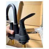 New allen + roth Brookes 4-in centerset 2-handle WaterSense High-Arc Residential Handle Bathroom Sink Faucet w/ Drain, Matte Black