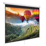 Pyle Manual Pull-Down Projector Screen - Universal 72-inch Roll-Down Retractable Manual Projection Screen w/ Auto-Locking, Adjustable Screen Height, Black Masking Border - 42.5" x 56.6" PRJSM7206 - Se