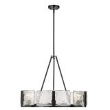 6-Light Chandelier in Matte Black - W/ Ripple Glass Shades - Super Unique *Retails $499*