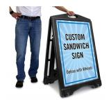 SmartSign Custom BigBoss Sidewalk Sign/A-Frame Sandwich Board for 36 x 24 inch signs, sign inserts sold separately, Thermoplastic, Black frame only - Wheels included *retails $125*