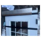 Windowed 36-in x 80-in x 4-9/16-in Steel Full lite Composite Right-hand inswing Primed Prehung Front Door with Brickmould Insulating core with Grilles *Contains Shipping Blemishes see images comes as 