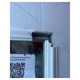 Windowed 36-in x 80-in x 4-9/16-in Steel Full lite Composite Right-hand inswing Primed Prehung Front Door with Brickmould Insulating core with Grilles *Contains Shipping Blemishes see images comes as 