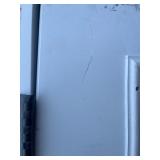 Windowed 36-in x 80-in x 4-9/16-in Steel Full lite Composite Right-hand inswing Primed Prehung Front Door with Brickmould Insulating core with Grilles *Contains Shipping Blemishes see images comes as 