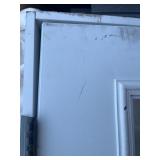 Windowed 36-in x 80-in x 4-9/16-in Steel Full lite Composite Right-hand inswing Primed Prehung Front Door with Brickmould Insulating core with Grilles *Contains Shipping Blemishes see images comes as 