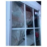 Windowed 36-in x 80-in x 4-9/16-in Steel Full lite Composite Right-hand inswing Primed Prehung Front Door with Brickmould Insulating core with Grilles *Contains Shipping Blemishes see images comes as 