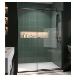 54 in. W x 71 in. H Pivot Swing Sliding Semi-Frameless Shower Door in Matte Black Finish with Tempered Glass *Retails $435*