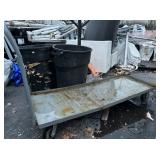 Little Giant Industrial Commercial Push Cart - Heavy Duty Casters - Grey W/ Lip - Comes as Pictured - Rolls Great - Roughly 3’ x 5’