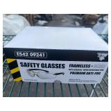 SAFETY GLASSES 12 PAIR PER BOX WORKHORSE FRAMELESS • CLEAR ANTI-SCRATCH • METAL DETECTABLE PINS PREMIUM ANTI-FOG
