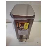 Better Homes & Gardens Bedroom / Office Trash Can, 2.6 Gallon Small Stainless Steel Step Garbage Bucket Bin with Soft Close Lid, Silver