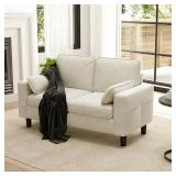 Beige Faux Leather Loveseat Sofa