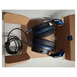 onn Wired Gaming Headset Compatible with PlayStation  Black and Blue