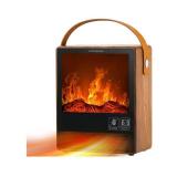 Portable Electric Fireplace Heater for Indoor Use,Fake Fireplace Space Heaters 1500W High Power,Small Fireplace with Realistic 3D Flame Effect,Mini Heater with Overheat and Tilt Protection