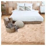 ZENELESS Indoor Fluffy Rugs,5x7ft Fuzzy Non-Slip Carpets for Living Room Bedroom Kids Room Nursery Home Decor Khaki