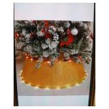 Attgreat Christmas Tree Collar with Lights 24in Gold