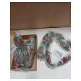 Christmas Garland with Pinecones, Red Berries and Lights 5ft Each 2pk