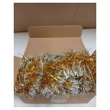 Christmas Tinsel Garland 66ft Gold with White Tips