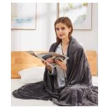 Electric Throw Heated Blanket, Super Silky Soft Cozy Flannel 50" x 60" Electric Blanket with 5 Fast Heating Levels & 4 Hours Auto Off, Heating Throw Blanket with ETL & FCC Certification, Dark Gray