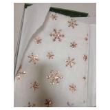 Christmas Tree Collar 26in Sequin Snowflake Pattern White and Gold