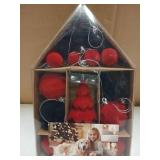 Red and Black Velvet Christmas Ornament Set of 24