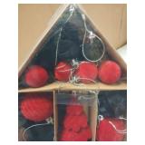 Red and Black Velvet Christmas Ornament Set of 24