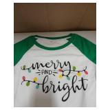 Merry and Bright Christmas 3/4 Sleeve Shirt Women