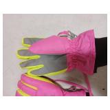 Kids Ski Gloves Pink and Yellow