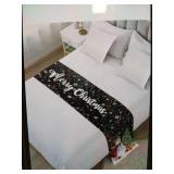 DecorLovee Snowman Black Christmas Bed Runner for Twin Size Bed